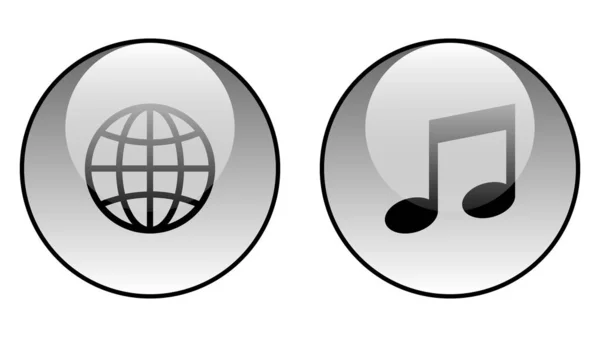 Küre Simgesi Müzik Simgesi Vektör Tasarımı Bir Konuyla Birleştirilmiş Birkaç — Stok Vektör