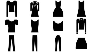 Simge vektör dizaynı. Giysi simgesi koleksiyonu vektör illüstrasyonu