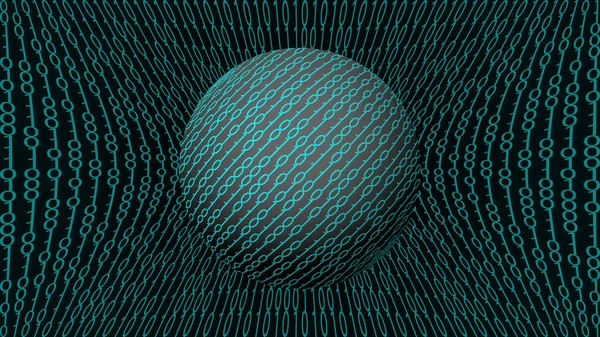 Bir küre üzerindeki ikili kod soyut vektör çizimi