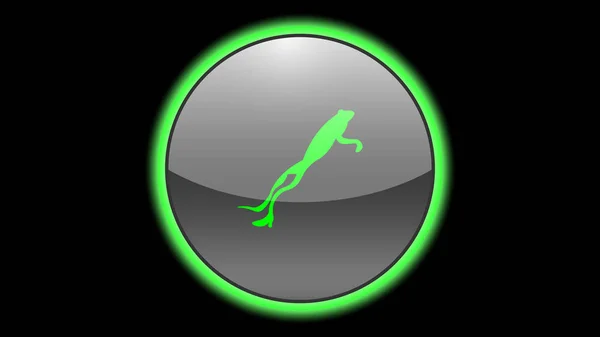 跳跃青蛙图标矢量设计 有动物的绿色霓虹灯图标 动物图标向量 — 图库矢量图片