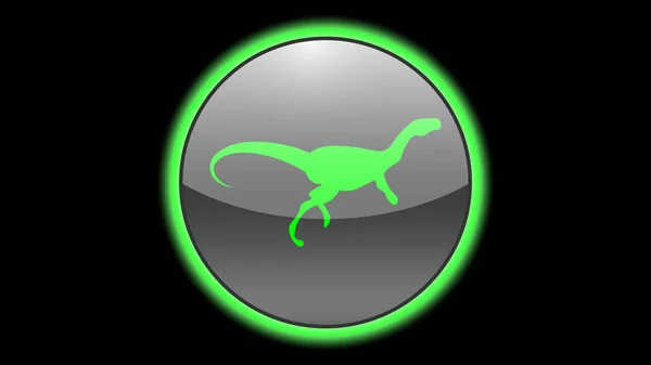 恐竜のアイコンベクトルデザイン 動物と緑のネオンアイコン 動物のアイコンベクトル — ストックベクタ