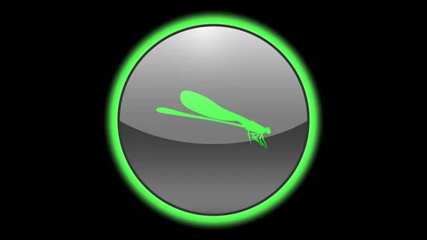 Dragonfly Icon Vektor Design Grüne Neonsymbole Mit Tieren Tiere Symbole — Stockvektor