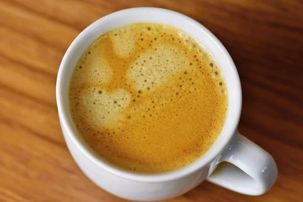 Savoureuse Tasse Expresso Fraîche Sur Fond Tasse Café Matin Pour — Photo