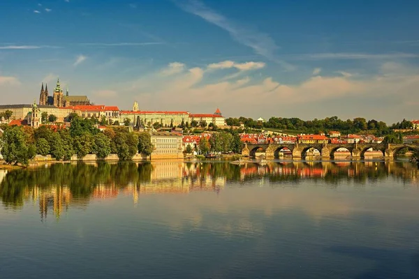 Praag Hoofdstad Van Tsjechische Republiek Schilderachtige Zonsondergang Uitzicht Van Oude — Stockfoto