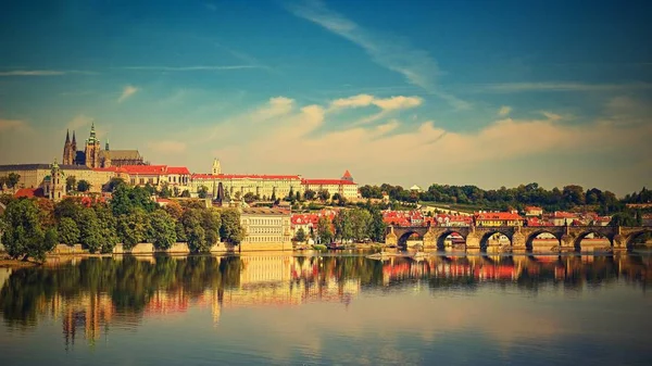 Praha Hlavní Město České Republiky Malebným Výhledem Západ Slunce Starého — Stock fotografie