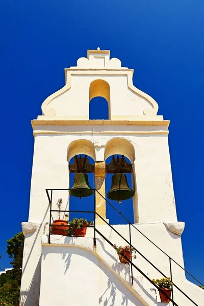 Hermosa Iglesia Templo Griego Isla Corfú Grecia Monasterio Vlacherna — Foto de Stock