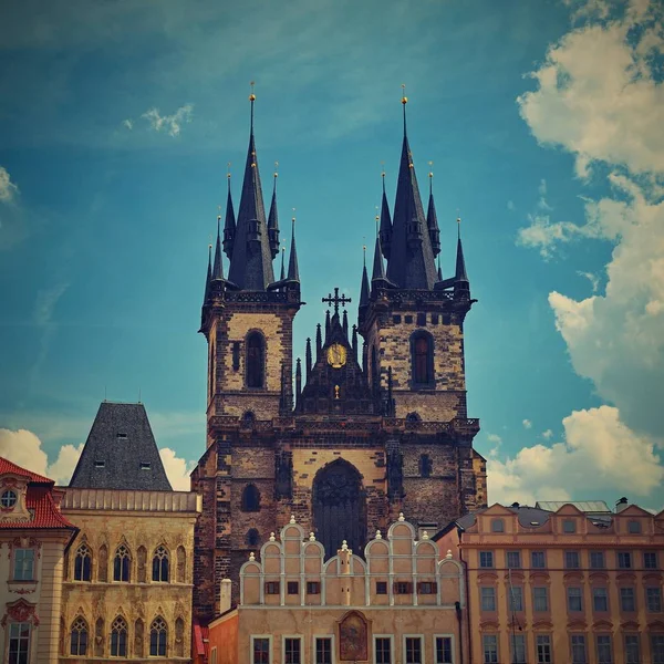 Prague Capitale République Tchèque Coucher Soleil Panoramique Sur Architecture Jetée — Photo