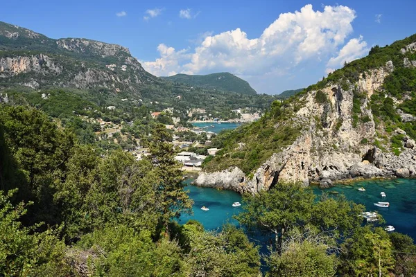 Krásná Krajina Beach Paleokastrica Korfu Kerkyra Řecko Krásný Barevný Ostrov — Stock fotografie