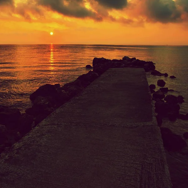 Puesta Del Sol Salida Del Sol Junto Mar Playa Hermoso — Foto de Stock