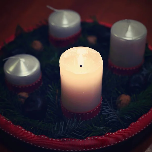 Красиві Різдвяні Вінки Свічник Домашнє Завдання Традиції Чехії — стокове фото