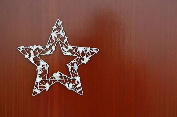 Ornamento Estrela Natal Fundo Madeira Belo Conceito Para Tempo Natal — Fotografia de Stock