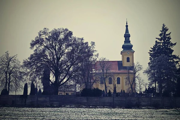Ładne Starożytnego Kościoła Troubsko Południowe Morawy Czechy Kościół Wniebowzięcia Nmp — Zdjęcie stockowe