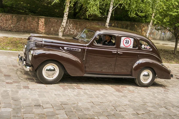 Lviv Ukraine June 2018 Old Retro Car Soto Its Owner — Stock Photo, Image