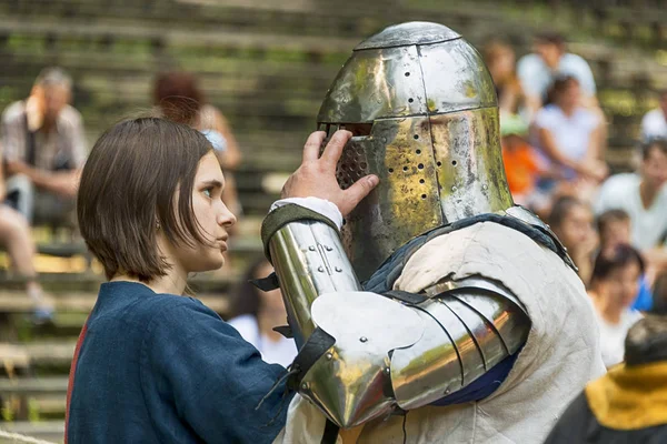 Lviv Ukraine Août 2018 Festival Histoire Médiévale Duels Chevaliers Participant — Photo