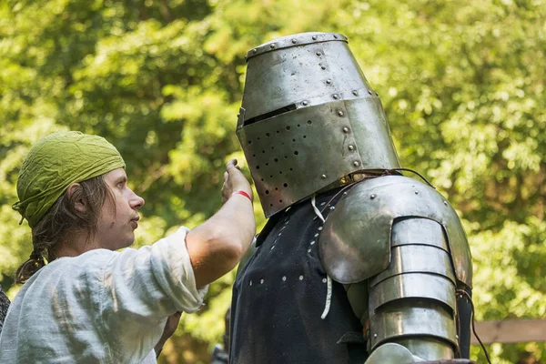 Lviv Ukraine Août 2018 Festival Histoire Médiévale Duels Chevaliers Participant — Photo