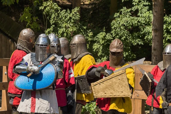 Lviv Ucrania Agosto 2018 Festival Historia Medieval Duelos Caballeros Parque — Foto de Stock