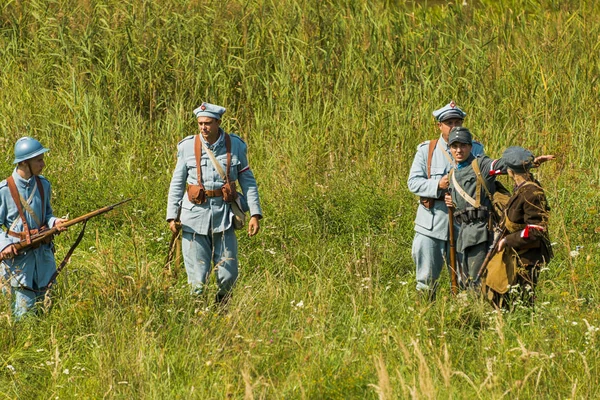 Lviv Oekraïne September 2018 Militaire Historische Reconstructie Gewijd Aan Honderdste — Stockfoto