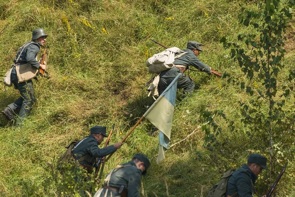 Lviv Ukraine Septembre 2018 Reconstruction Militaire Historique Est Dédiée Centenaire — Photo