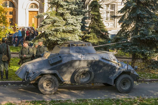 Lvov Ukrajina Oktober 2018 Vojenská Historická Rekonstrukce Věnována Výročí Založení — Stock fotografie