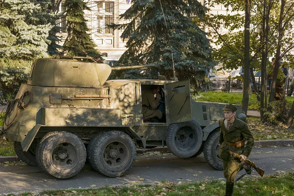 Lvov Ukrajina Oktober 2018 Vojenská Historická Rekonstrukce Věnována Výročí Založení — Stock fotografie