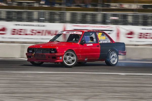 Drift car brand BMW overcome turn track — Stock Photo, Image