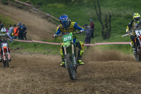 Unknown  motorcycle racers overcome the track — Stock Photo, Image