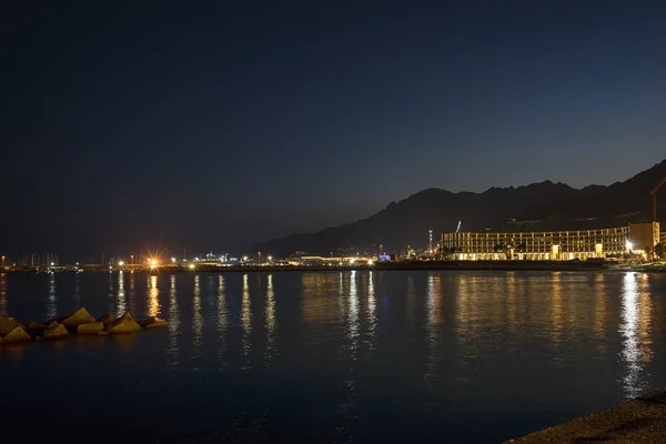 Veduta notturna Porto Salerno — Foto Stock