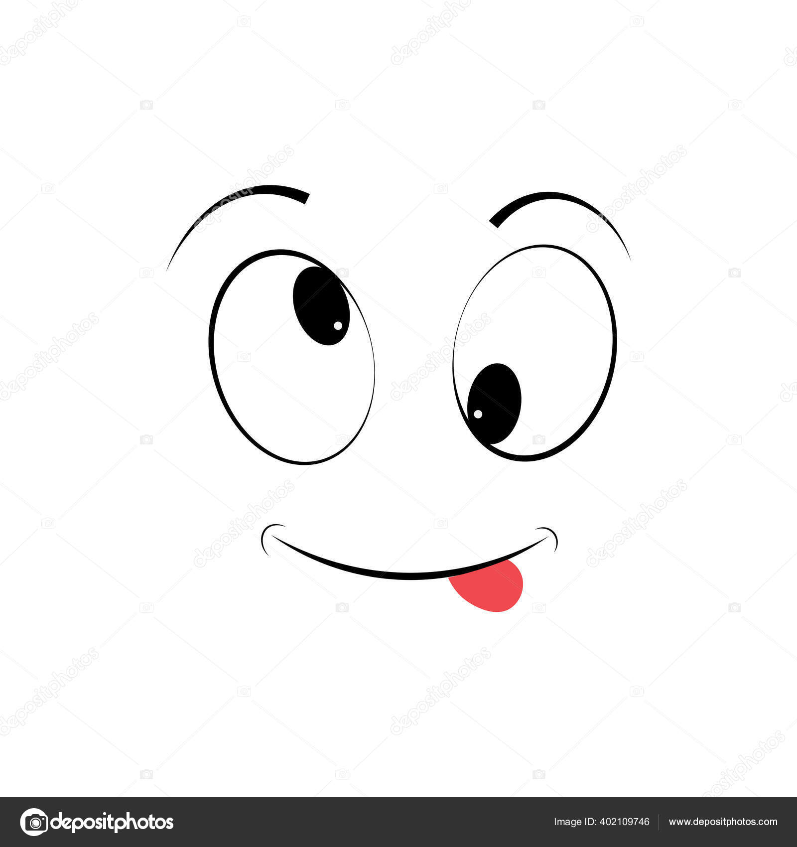 Olhos expressivos e boca sorridente personagem design de rosto V1 Vector