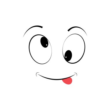 İzole Vektör illüstrasyon ikonu, Çizgi Film Surat, İfade Eden gözler ve ağız, yüz ifadeleri, Karikatür Komedi Duyguları 