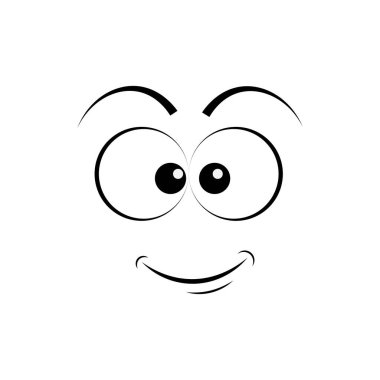 İzole Vektör illüstrasyon ikonu, Çizgi Film Surat, İfade Eden gözler ve ağız, yüz ifadeleri, Karikatür Komedi Duyguları 