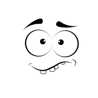 İzole Vektör illüstrasyon ikonu, Çizgi Film Surat, İfade Eden gözler ve ağız, yüz ifadeleri, Karikatür Komedi Duyguları 