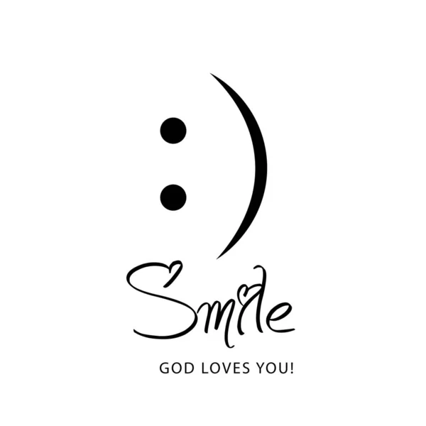 Glimlach Jezus Houdt Van Christelijke Citaat Hoop Typografie Ontwerp Voor — Stockvector