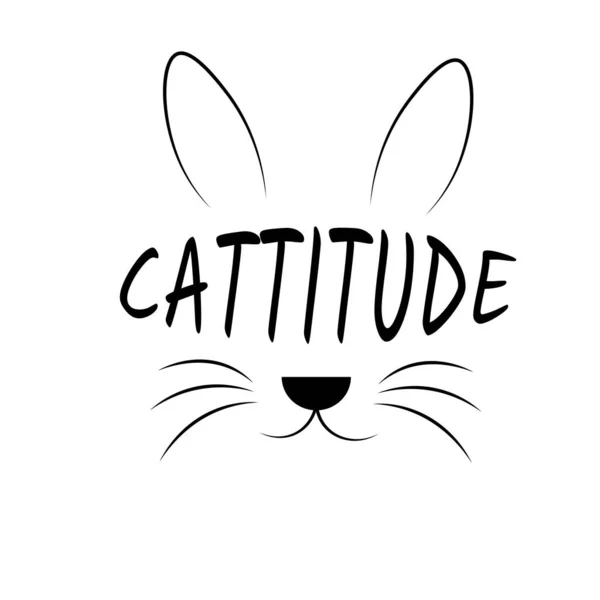 带有Meow文字设计的可爱猫向量设计 用于打印或用作海报 传单或T恤衫的猫脸矢量背景 — 图库矢量图片