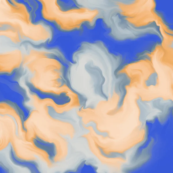 Сучасного Живопису Красиві Сині Оранжеві Хвилі Зображення Ручного Розпису Творчого — стокове фото
