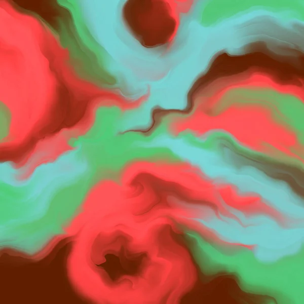Сучасного Живопису Красиві Червоні Зелені Хвилі Зображення Ручного Розпису Творчого — стокове фото
