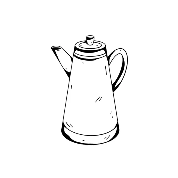 Чайник Ручной Рисунок Белом Фоне — стоковое фото