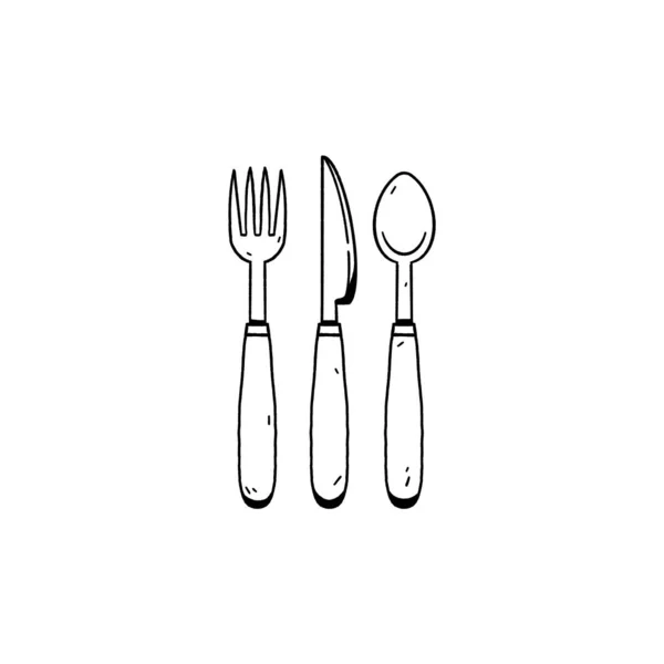 Cutlery Hand Drawn Image Isolated White Background — Stock Photo, Image