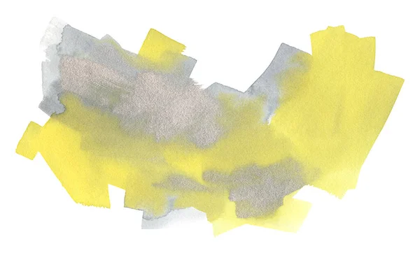 抽象美術 ポスター カード 招待状 バナー ウェブサイトの創造的なデザインのための装飾的なアートワーク 白い背景に孤立した水彩画 黄色と銀の塗料 — ストック写真