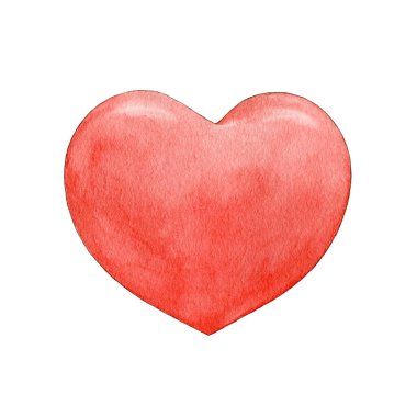 Kırmızı Kalp suluboya çizimi. El çizimi aşk ve tutku sembolü. Sevgililer günü için romantik kırmızı kalp. Beyaz arka planda izole edilmiş.