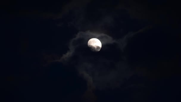 Gecenin Karanlığında Bulutların Arasında Ayın Hareketi — Stok video