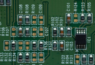 Yazıtlar olmadan mikro devrelerin makro fotoğrafı