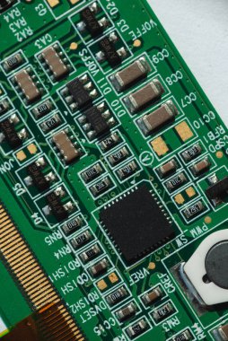 Dizüstü bilgisayar çipinin makro fotoğrafı yazmak için alanı var