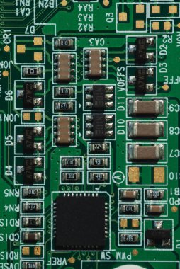 Dizüstü bilgisayar çipinin makro fotoğrafı yazmak için alanı var