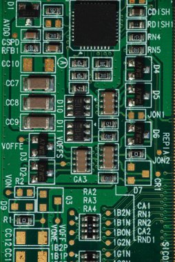 Dizüstü bilgisayar çipinin makro fotoğrafı yazmak için alanı var