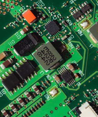 Dizüstü bilgisayarın mikro devrelerinin makro fotoğrafı