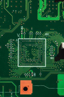 Dizüstü bilgisayarın mikro devrelerinin makro fotoğrafı