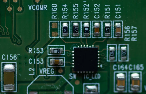 碑文のないマイクロ回路のマクロ写真 — ストック写真