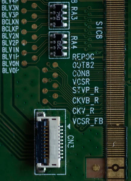 Macro Foto Microcircuitos Primer Plano Sin Inscripciones — Foto de Stock
