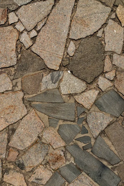 Textuur Van Stoep Van Chaotische Granieten Stenen Van Verschillende Kleuren — Stockfoto