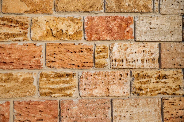 Textura Mampostería Ladrillos Naranjas Una Estructura Porosa — Foto de Stock